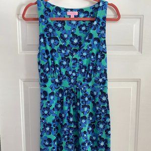 Lilly Pulitzer Blue Green Floral Dress M